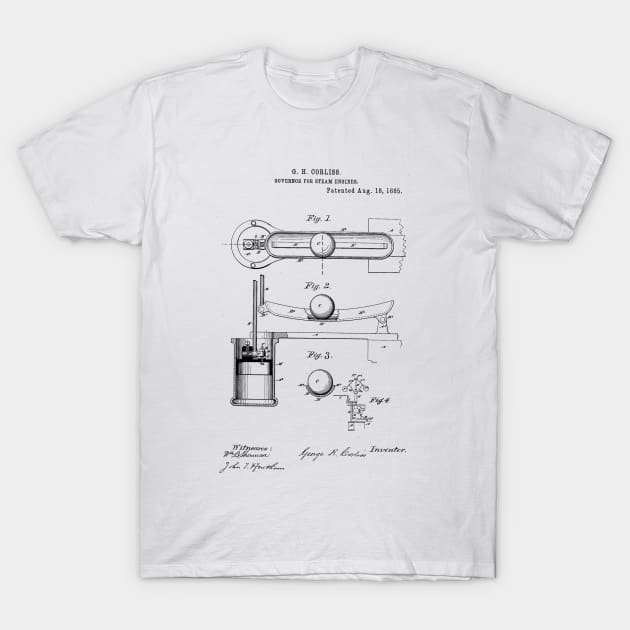 Govener for Steam Engines Vintage Patent Hand Drawing T-Shirt by TheYoungDesigns